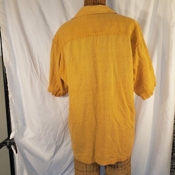 R&R Casuals Men's Cotton Weave Shirt Size M Gold Short Sleeve Button Up - Picture 4 of 5